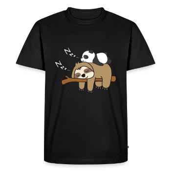Un panda dort sur un refroidisseur d'ours panda paresseux - T-shirt Premium bio Homme - noir - Devant - Nico (187cm)