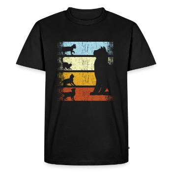 Chat vintage chats rétro chat chat propriétaires - T-shirt Premium bio Homme - noir - Devant - Nico (187cm)