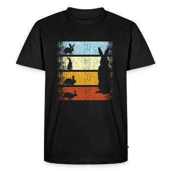 Vintage Rabbit Owner Rabbit Bunnies Retro - Men's Premium Organic T-Shirt - black - Front - Nico (187cm)
