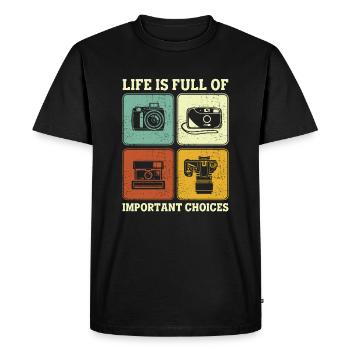 La vie de l'appareil photo du photographe regorge de choix importants - T-shirt Premium bio Homme - noir - Devant - Nico (187cm)