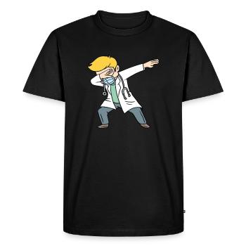 Dabbing Doctorant PhD étudiant en doctorat - T-shirt Premium bio Homme - noir - Devant - Nico (187cm)
