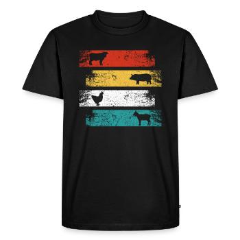 Vintage Farmer Cow Cow Pig Kuhn Goat Farm Animal - Men's Premium Organic T-Shirt - black - Front - Nico (187cm)