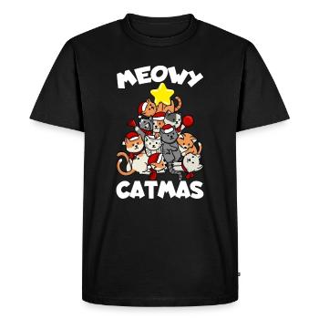 Chat Chat Chat Arbre Meowy Catmas Drôle - T-shirt Premium bio Homme - noir - Devant - Nico (187cm)