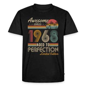 Né 1968 Vintage Anniversaire Rétro - T-shirt Premium bio Homme - noir - Devant - Nico (187cm)