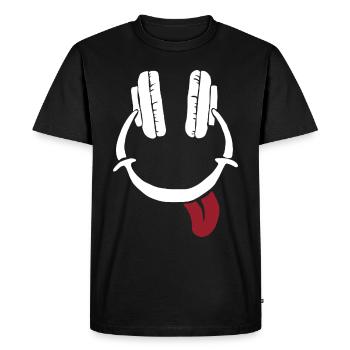 Casque de rire - Smile Face - T-shirt Premium bio Homme - noir - Devant - Nico (187cm)