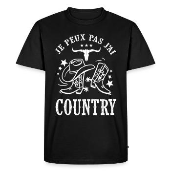 je peux pas j ai country cadeau danse cowboy - T-shirt Premium bio Homme - noir - Devant - Nico (187cm)