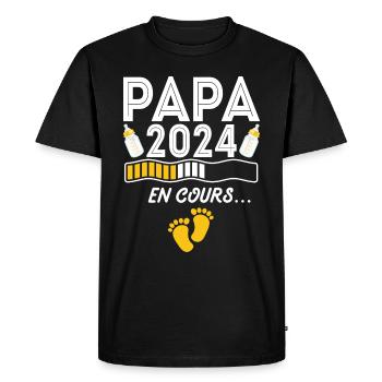 Nouveau Nouvelle Naissance Future Papa 2024 - T-shirt Premium bio Homme - noir - Devant - Nico (187cm)