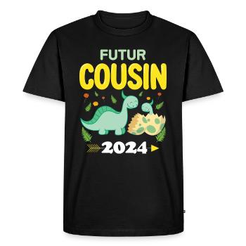 Futur Cousin 2024 Je Vais Etre Cousin Grossesse - T-shirt Premium bio Homme - noir - Devant - Nico (187cm)