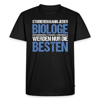 Tout le monde peut étudier - Édition Biologiste - T-shirt Premium bio Homme - noir - Devant - Nico (187cm)