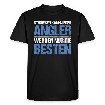 Tout le monde peut étudier - Angler Edition - T-shirt Premium bio Homme - noir - Devant - Nico (187cm)