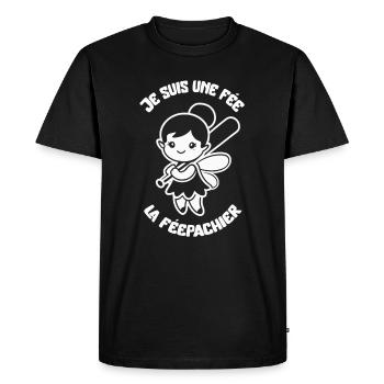 Je suis une fée la féepachier féé - Humour Girly - T-shirt Premium bio Homme - noir - Devant - Nico (187cm)