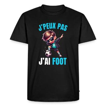 J'peux Pas J'ai Foot - T-shirt Premium bio Homme - noir - Devant - Nico (187cm)