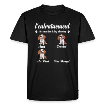 Cavalier King Charles Humour Femme Cavalier King - T-shirt Premium bio Homme - noir - Devant - Nico (187cm)