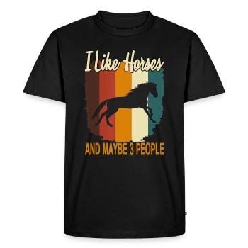 I Like Horses And Maybe 3 People Introvert - T-shirt Premium bio Homme - noir - Devant - Nico (187cm)