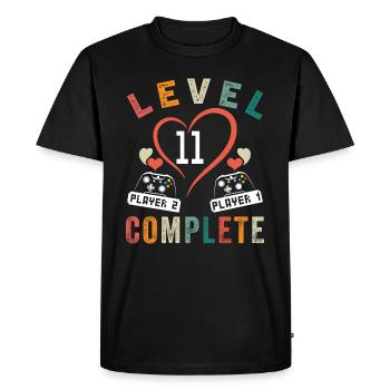 Level 11 Complete 11th Anniversary 11 Years Wedding - Men's Premium Organic T-Shirt - black - Front - Nico (187cm)