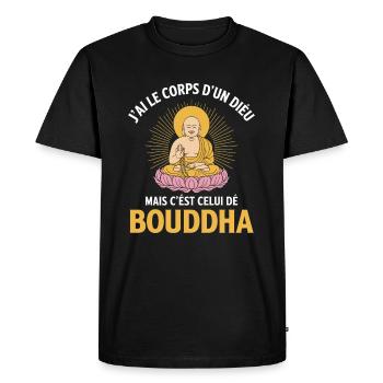 J'ai le corps d'un dieu : Bouddha ! - T-shirt Premium bio Homme - noir - Devant - Nico (187cm)