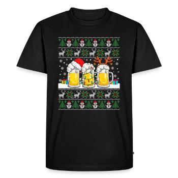 Ugly Christmas Sweater with Beer Ugly Christmas - Men's Premium Organic T-Shirt - black - Front - Nico (187cm)
