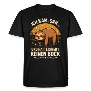 Sloth I came, saw and didn't feel like it right away - Men's Premium Organic T-Shirt - black - Front - Nico (187cm)