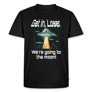 Bitcoin Get in Loser, nous allons sur la lune, OVNI - T-shirt Premium bio Homme - noir - Devant - Nico (187cm)
