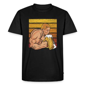 Musculation - Poids lourds et shakes protéinés - T-shirt Premium bio Homme - noir - Devant - Nico (187cm)