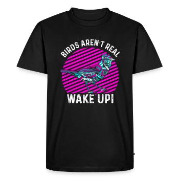 Les oiseaux ne sont pas réels - T-shirt Premium bio Homme - noir - Devant - Nico (187cm)