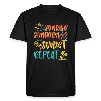 Sunrise Sunburn Sunset Repeat, Summer Beach Vacay - Men's Premium Organic T-Shirt - black - Front - Nico (187cm)