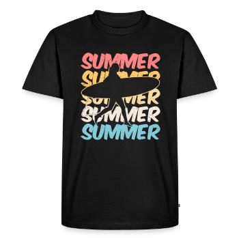 T-shirt été été été - T-shirt Premium bio Homme - noir - Devant - Nico (187cm)