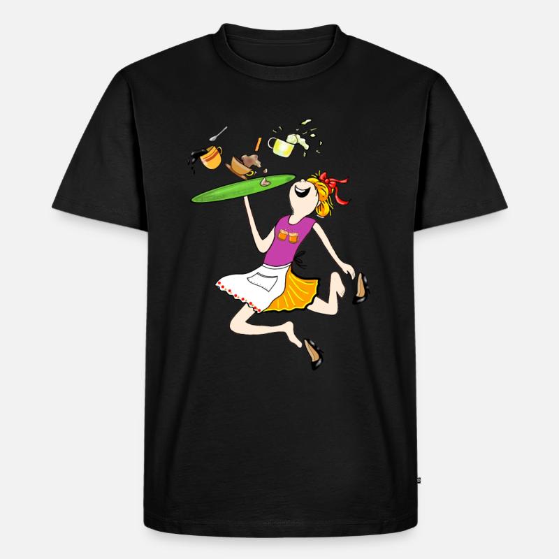 Service auf einem fliegenden Tablett - Männer Premium Bio T-Shirt - Schwarz