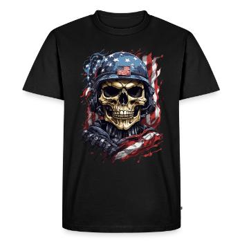 Drapeau de soldat américain honorable - T-shirt Premium bio Homme - noir - Devant - Nico (187cm)