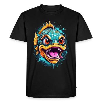 Cool et dangereux : le poisson piranha - T-shirt Premium bio Homme - noir - Devant - Nico (187cm)