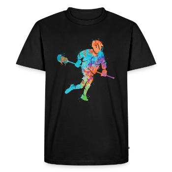 Joueur de crosse Raquette Ball Enfants Crosse - T-shirt Premium bio Homme - noir - Devant - Nico (187cm)
