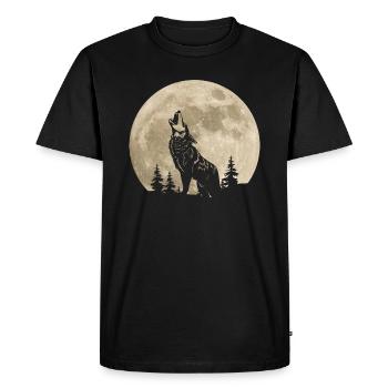 Wolf Mond Wald - Männer Premium Bio T-Shirt - Schwarz - Vorne - Nico (187cm)