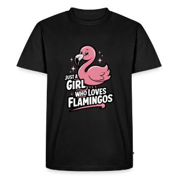 Flamant rose animal - T-shirt Premium bio Homme - noir - Devant - Nico (187cm)