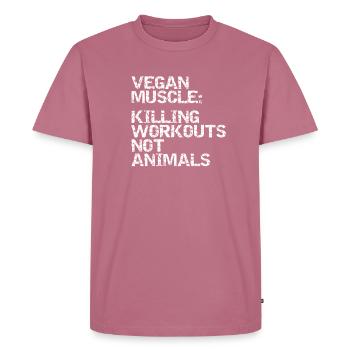 Veganer Muskelmann, Workout, Fitness - Männer Premium Bio T-Shirt - Mauve - Vorne - Nico (187cm)