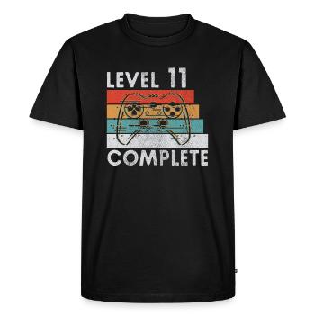 LEVEL 11 COMPLETE 11TH BIRTHDAY GAMING GIFT - Men's Premium Organic T-Shirt - black - Front - Nico (187cm)
