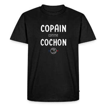 Copain comme cochon - fan de ski et de montagne - T-shirt Premium bio Homme - noir - Devant - Nico (187cm)