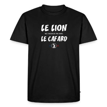 Le lion ne s'associe pas avec le cafard - T-shirt Premium bio Homme - noir - Devant - Nico (187cm)