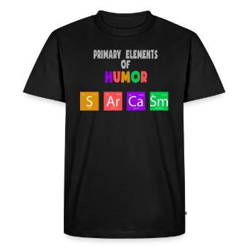 Principaux éléments de l’humour Sarcasme Chemise de chimie - T-shirt Premium bio Homme - noir - Devant - Nico (187cm)
