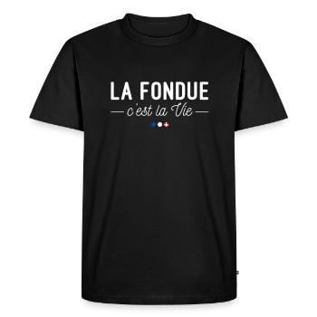 La Fondue, c'est la Vie ! - T-shirt Premium bio Homme - noir - Devant - Nico (187cm)