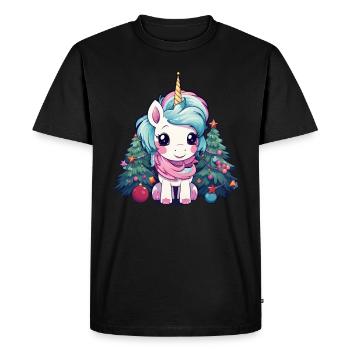 Christmas unicorn: magic on the Christmas tree - Men's Premium Organic T-Shirt - black - Front - Nico (187cm)