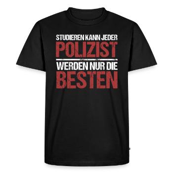 Tout le monde peut étudier ; Les policiers sont les meilleurs - T-shirt Premium bio Homme - noir - Devant - Nico (187cm)