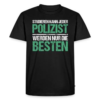 Tout le monde peut étudier - Édition Policier - T-shirt Premium bio Homme - noir - Devant - Nico (187cm)
