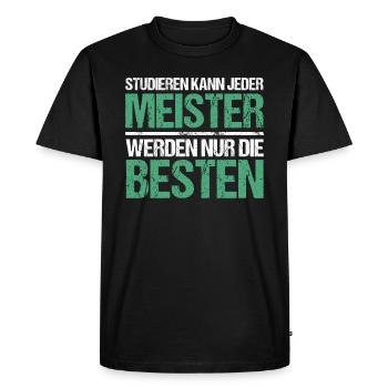 Anyone can study - Meister Edition - Men's Premium Organic T-Shirt - black - Front - Nico (187cm)