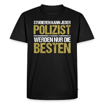 Tout le monde peut étudier - Édition Policier - T-shirt Premium bio Homme - noir - Devant - Nico (187cm)