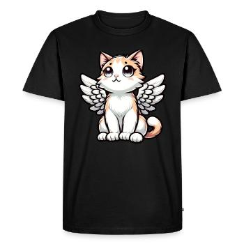 Cute Cat Angel Comic Drawing - Men's Premium Organic T-Shirt - black - Front - Nico (187cm)