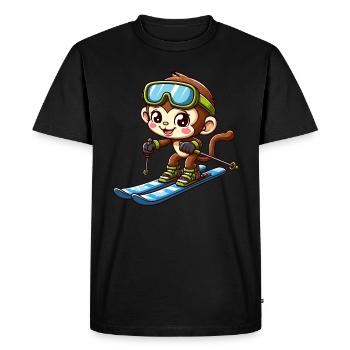 monkey, chimpanzee, skier, winter sports, holiday - Men's Premium Organic T-Shirt - black - Front - Nico (187cm)