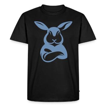 Lapin avec silhouette de bras croisés - T-shirt Premium bio Homme - noir - Devant - Nico (187cm)