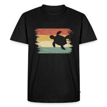 Tortue rétro - T-shirt Premium bio Homme - noir - Devant - Nico (187cm)
