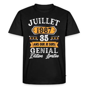 Cadeau D'anniversaire 35 Ans juillet 1987 Rétro - T-shirt Premium bio Homme - noir - Devant - Nico (187cm)