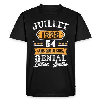 Cadeau D'anniversaire 54 Ans juillet 1968 Rétro - T-shirt Premium bio Homme - noir - Devant - Nico (187cm)